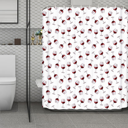 Glasses Of Wine Pattern Print Polyester Shower Curtain