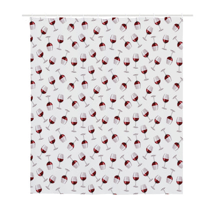 Glasses Of Wine Pattern Print Polyester Shower Curtain