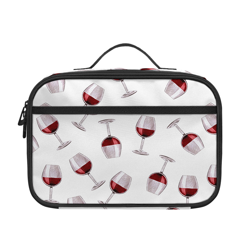 Glasses Of Wine Pattern Print Portable Lunch Bag