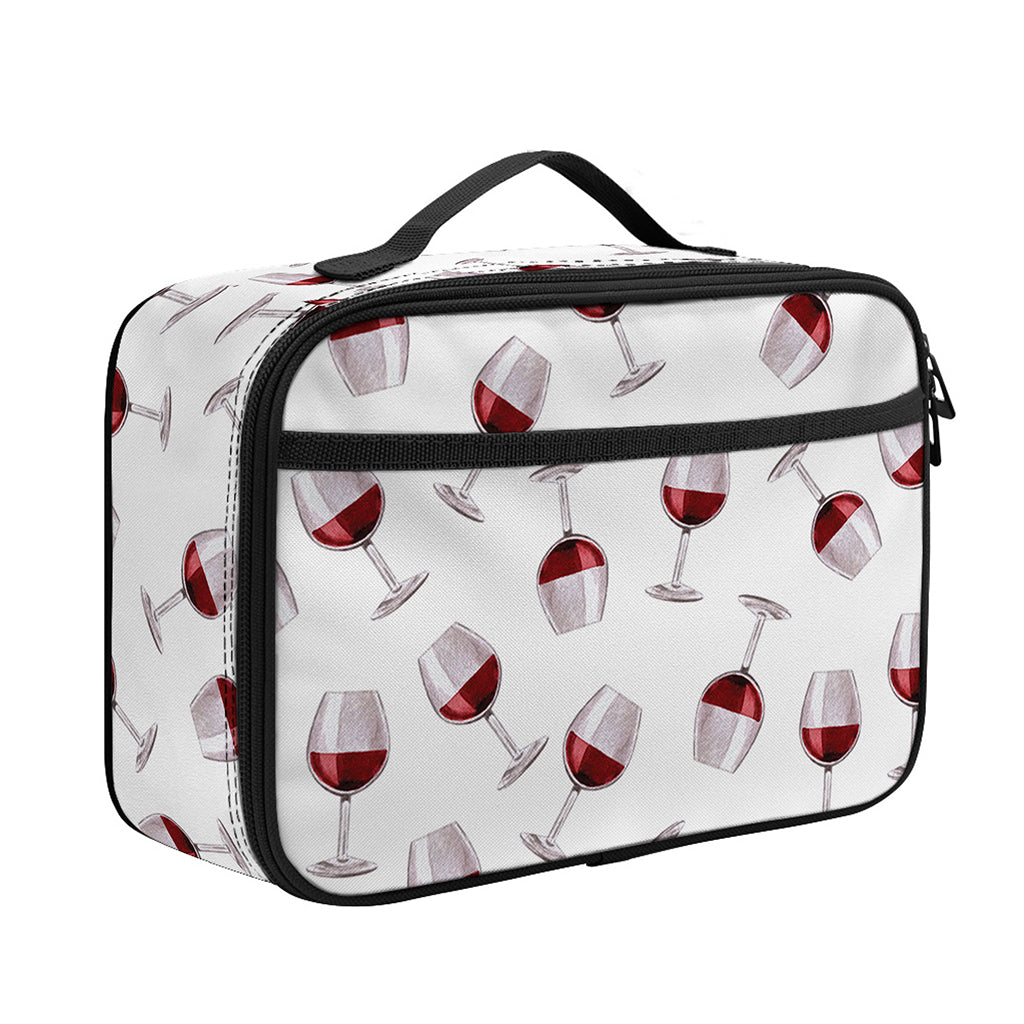 Glasses Of Wine Pattern Print Portable Lunch Bag