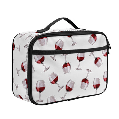 Glasses Of Wine Pattern Print Portable Lunch Bag