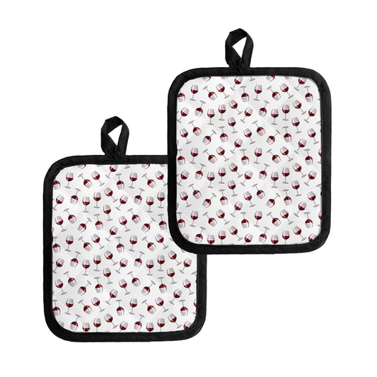 Glasses Of Wine Pattern Print Pot Holders