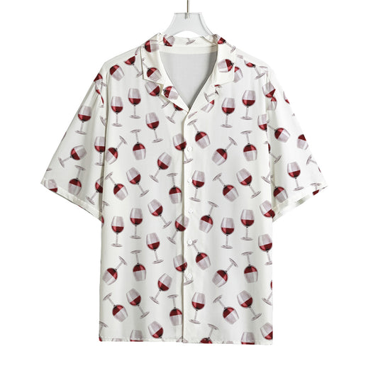 Glasses Of Wine Pattern Print Rayon Hawaiian Shirt