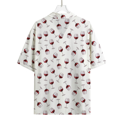 Glasses Of Wine Pattern Print Rayon Hawaiian Shirt