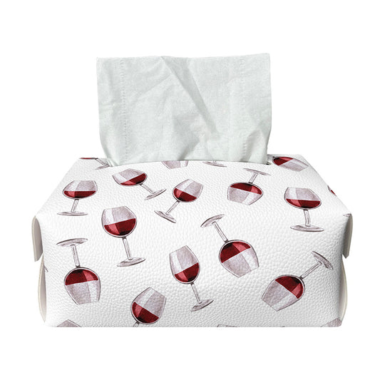 Glasses Of Wine Pattern Print Rectangle Tissue Box Cover