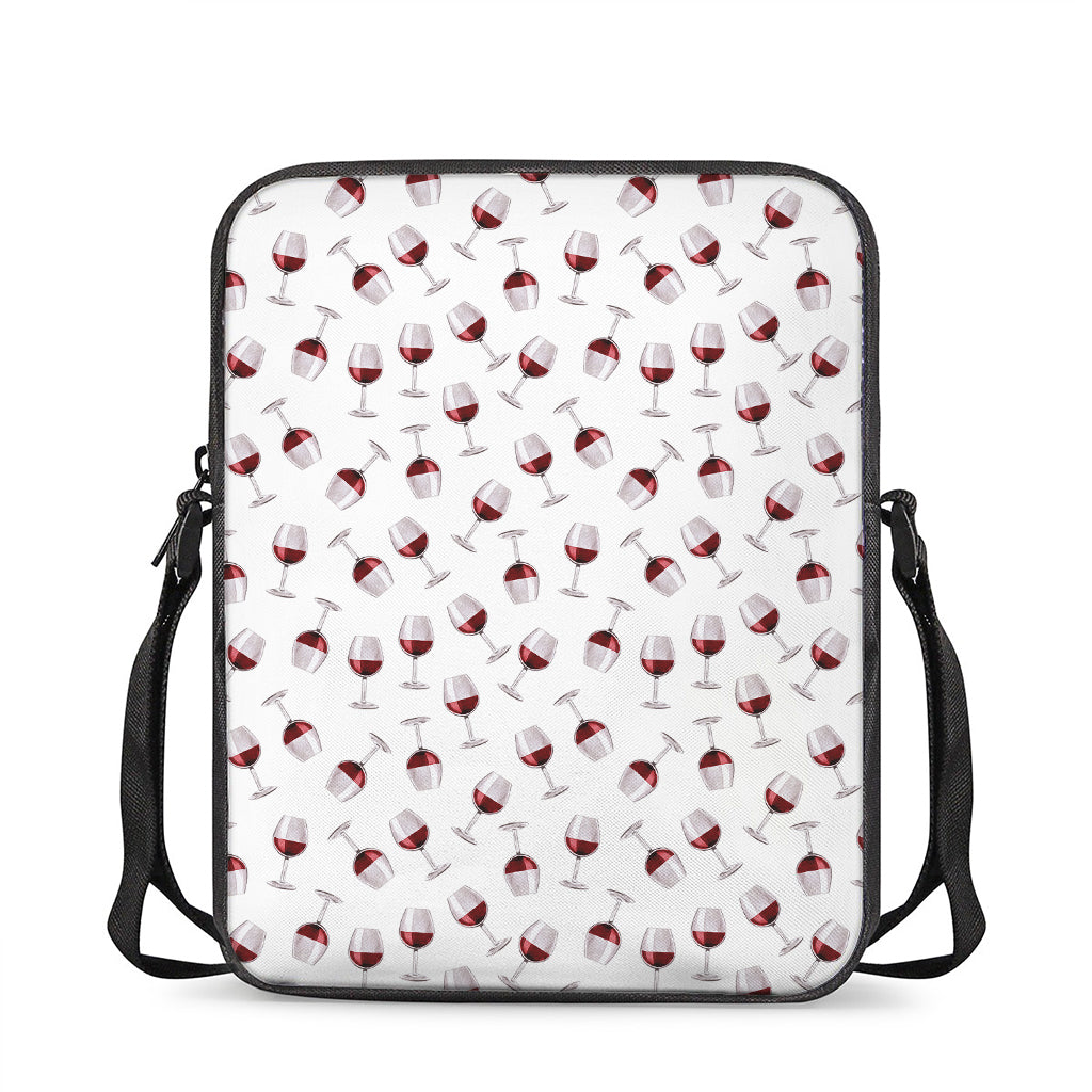 Glasses Of Wine Pattern Print Rectangular Crossbody Bag