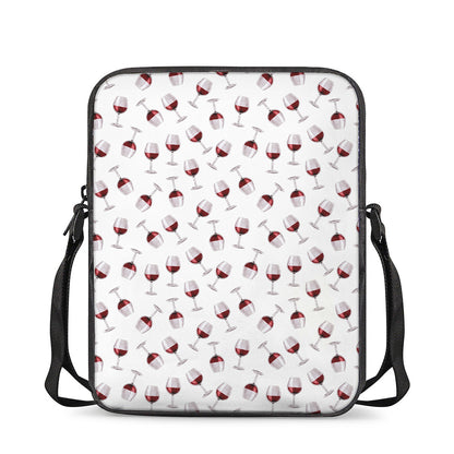 Glasses Of Wine Pattern Print Rectangular Crossbody Bag
