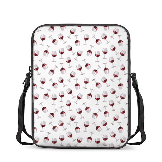 Glasses Of Wine Pattern Print Rectangular Crossbody Bag