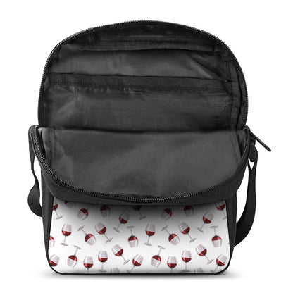 Glasses Of Wine Pattern Print Rectangular Crossbody Bag