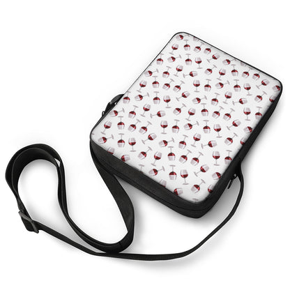 Glasses Of Wine Pattern Print Rectangular Crossbody Bag
