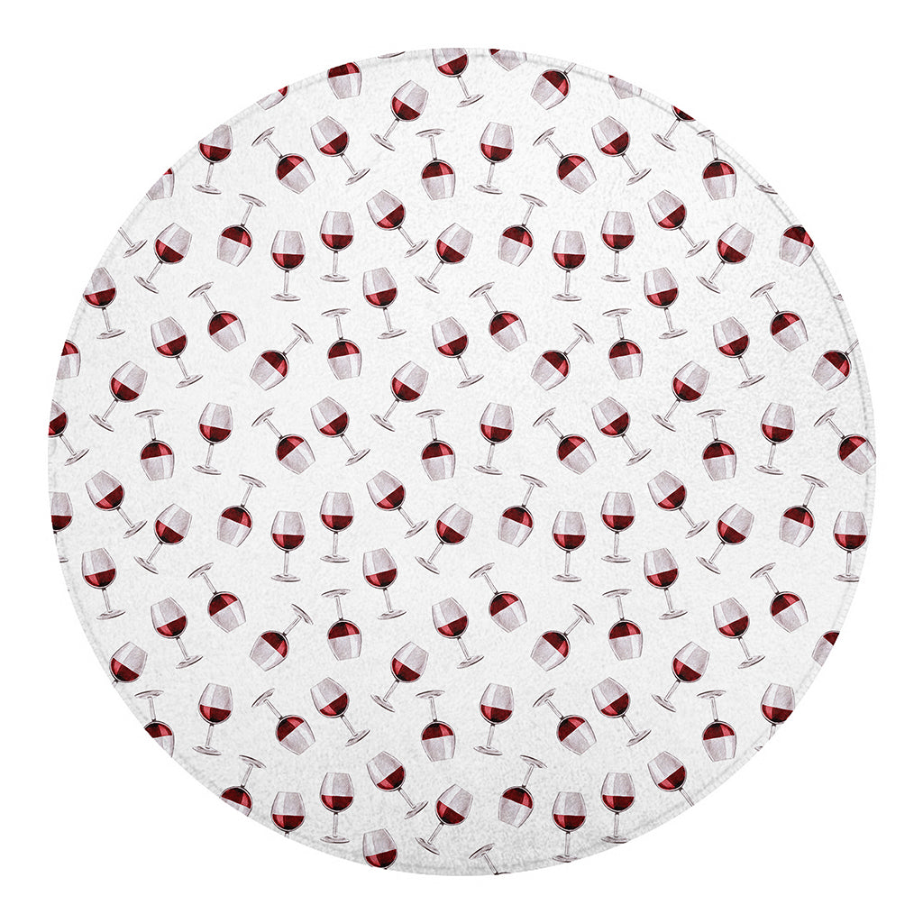 Glasses Of Wine Pattern Print Round Blanket