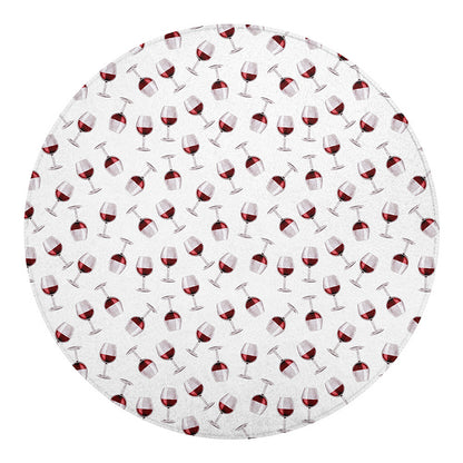 Glasses Of Wine Pattern Print Round Blanket