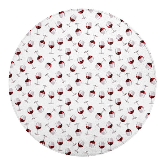 Glasses Of Wine Pattern Print Round Blanket