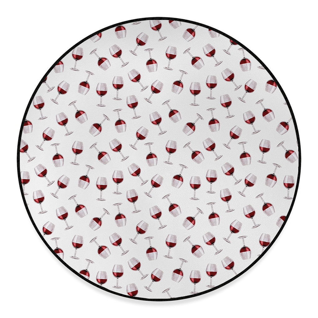 Glasses Of Wine Pattern Print Round Floor Mat