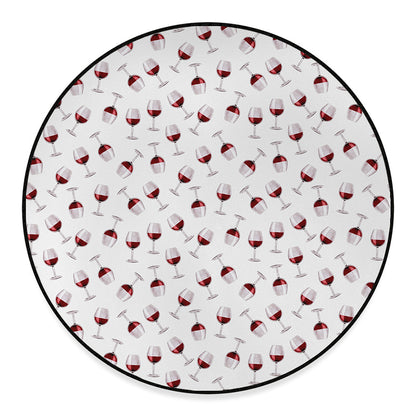 Glasses Of Wine Pattern Print Round Floor Mat