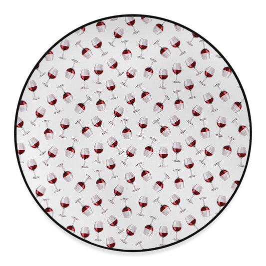 Glasses Of Wine Pattern Print Round Floor Mat