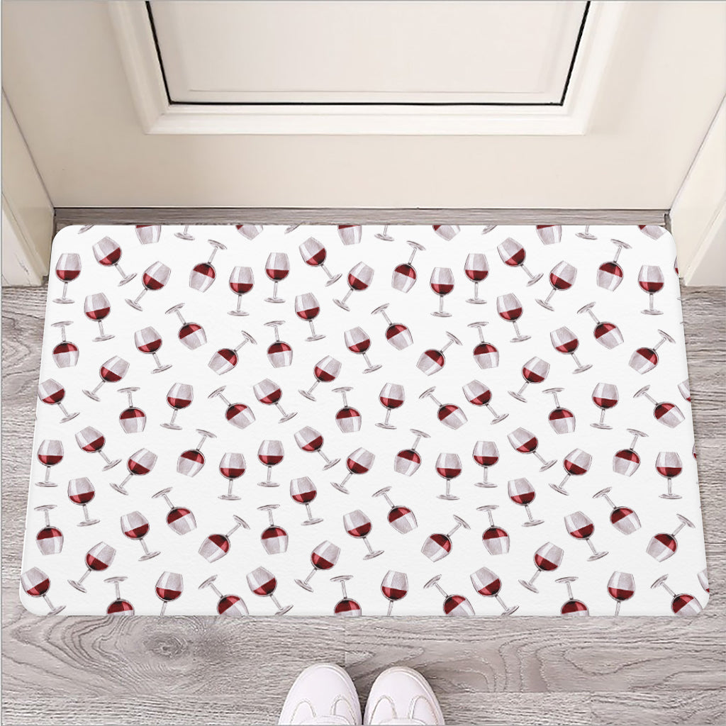 Glasses Of Wine Pattern Print Rubber Doormat