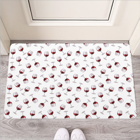 Glasses Of Wine Pattern Print Rubber Doormat