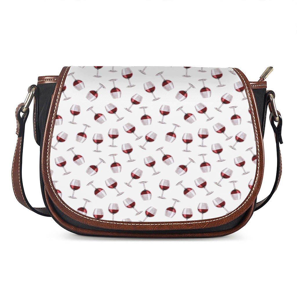 Glasses Of Wine Pattern Print Saddle Bag