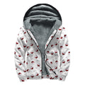 Glasses Of Wine Pattern Print Sherpa Lined Zip Up Hoodie