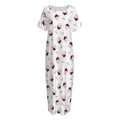 Glasses Of Wine Pattern Print Short Sleeve Long Nightdress