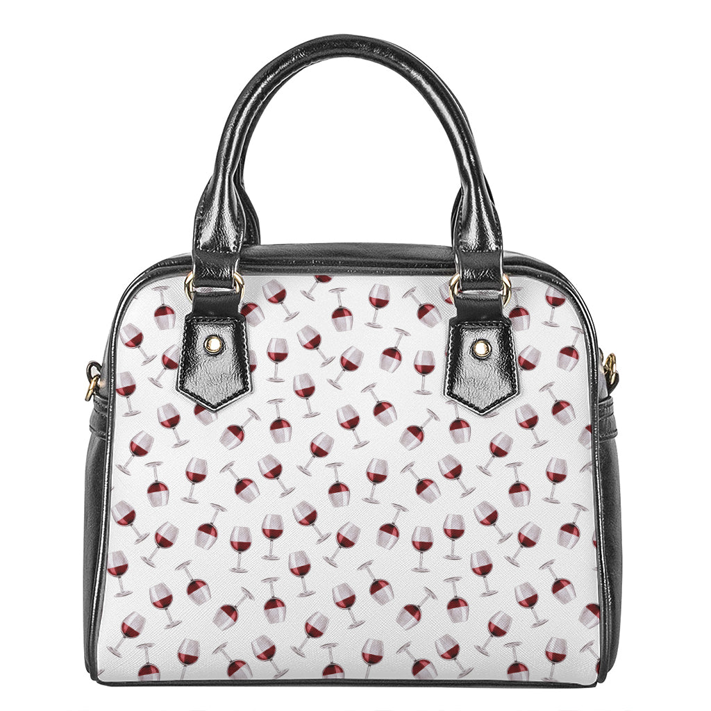 Glasses Of Wine Pattern Print Shoulder Handbag