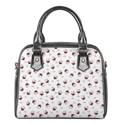 Glasses Of Wine Pattern Print Shoulder Handbag