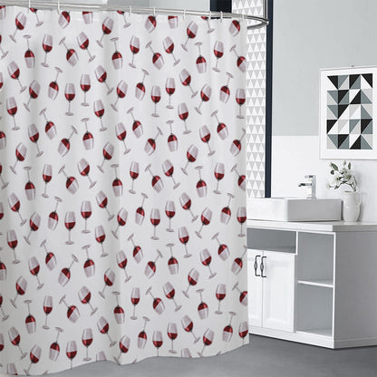 Glasses Of Wine Pattern Print Shower Curtain