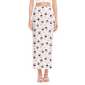 Glasses Of Wine Pattern Print Side Slit Maxi Skirt