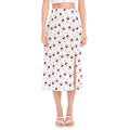 Glasses Of Wine Pattern Print Side Slit Midi Skirt
