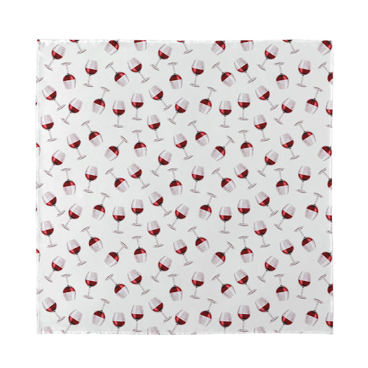 Glasses Of Wine Pattern Print Silk Bandana