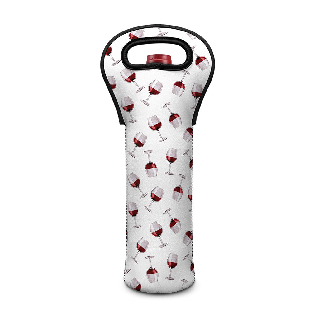 Glasses Of Wine Pattern Print Single Neoprene Wine Tote