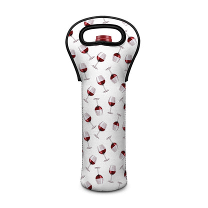 Glasses Of Wine Pattern Print Single Neoprene Wine Tote