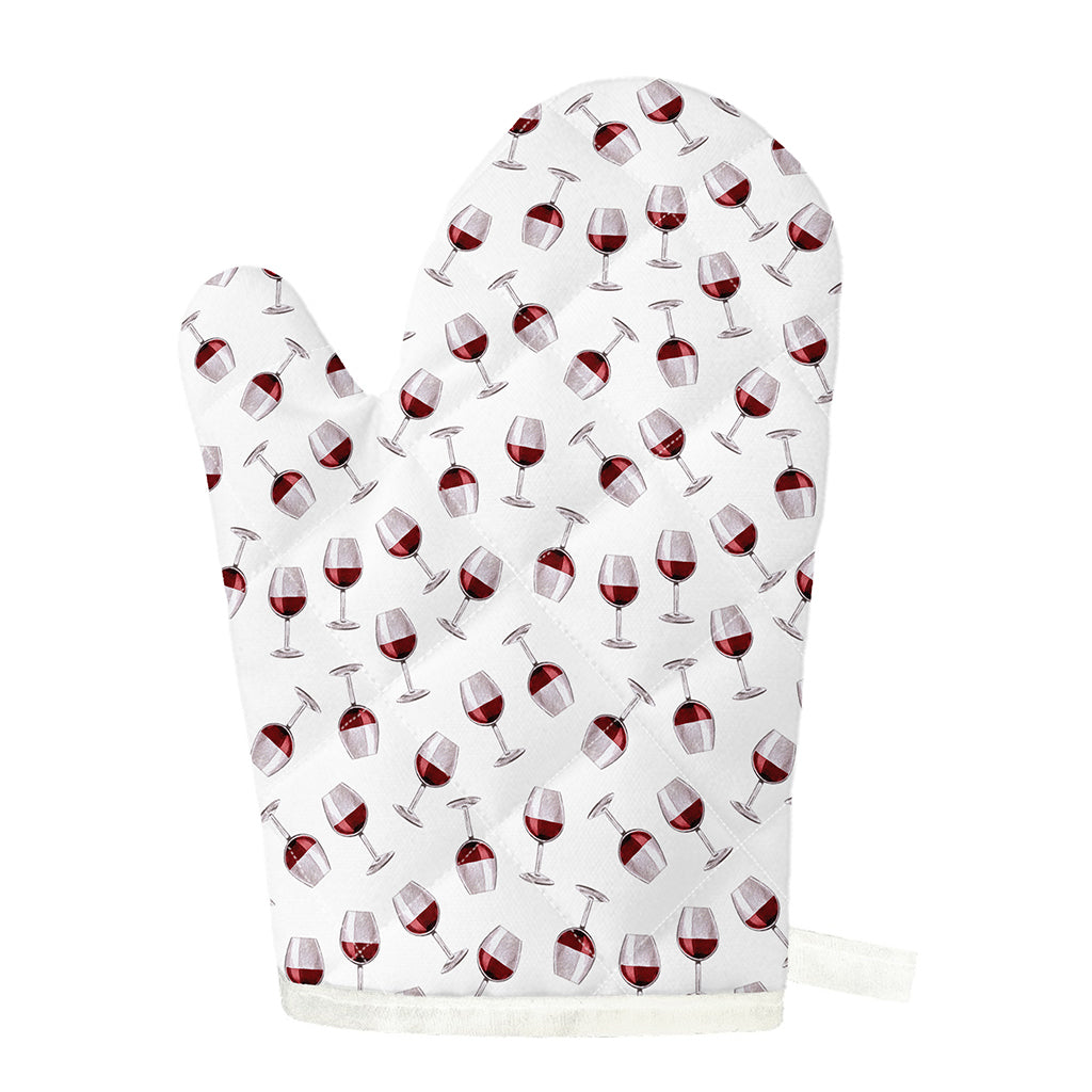 Glasses Of Wine Pattern Print Single Oven Mitt