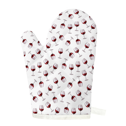 Glasses Of Wine Pattern Print Single Oven Mitt