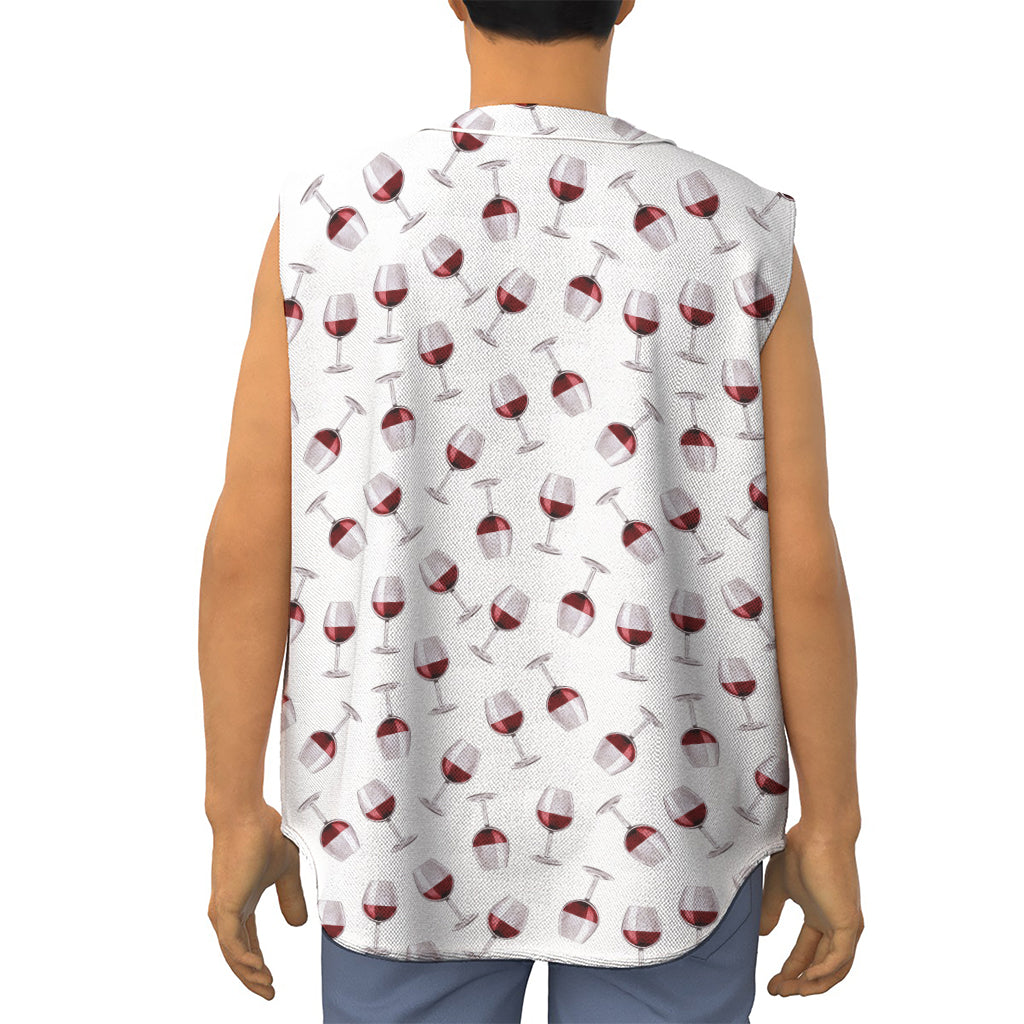 Glasses Of Wine Pattern Print Sleeveless Baseball Jersey