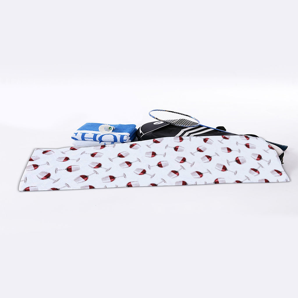 Glasses Of Wine Pattern Print Sports Towel
