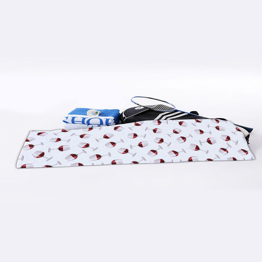 Glasses Of Wine Pattern Print Sports Towel