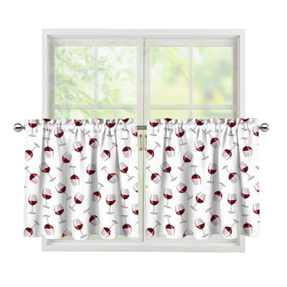 Glasses Of Wine Pattern Print Tier Curtains