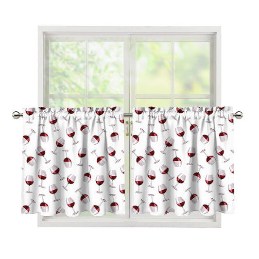 Glasses Of Wine Pattern Print Tier Curtains