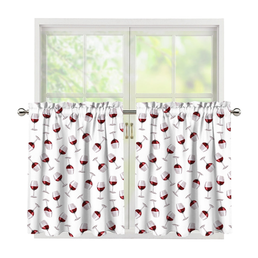 Glasses Of Wine Pattern Print Tier Curtains