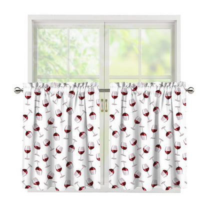 Glasses Of Wine Pattern Print Tier Curtains