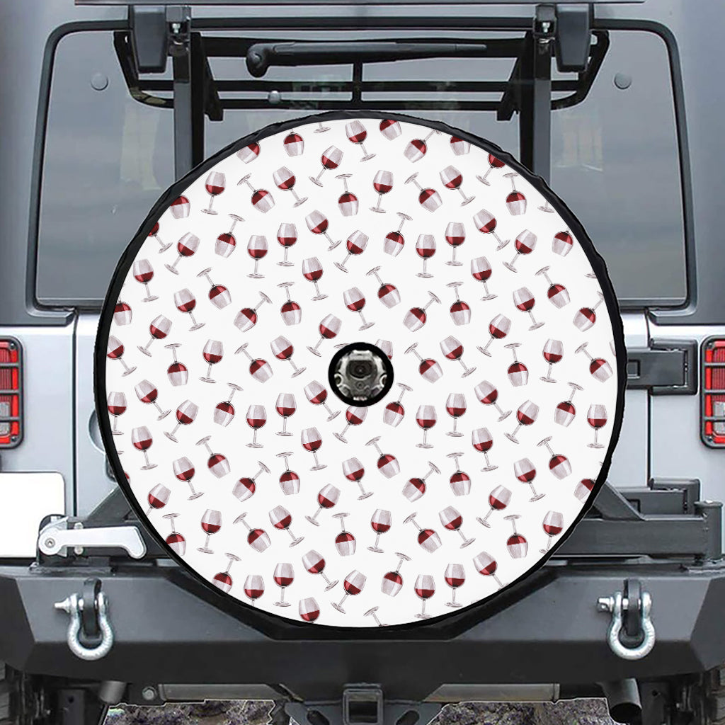 Glasses Of Wine Pattern Print Tire Cover With Camera Hole