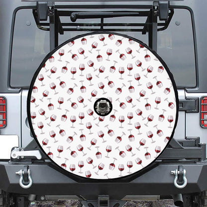 Glasses Of Wine Pattern Print Tire Cover With Camera Hole