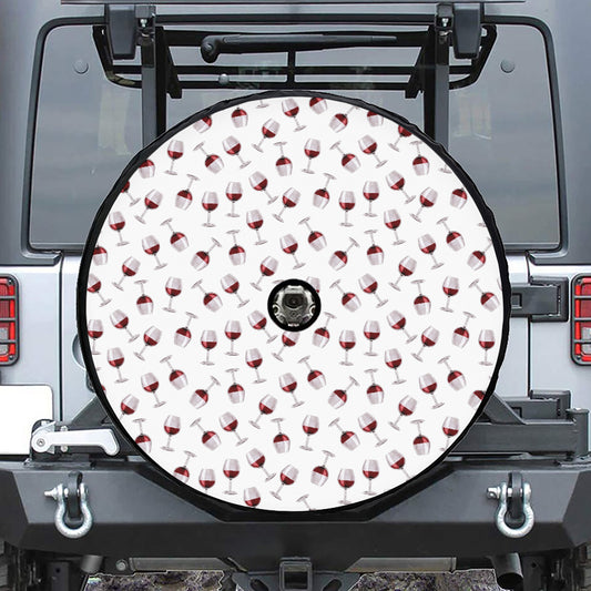 Glasses Of Wine Pattern Print Tire Cover With Camera Hole