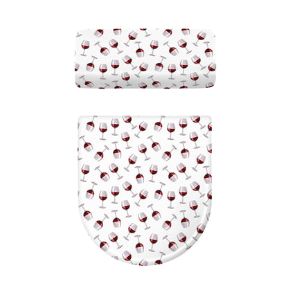 Glasses Of Wine Pattern Print Toilet Lid And Tank Cover Set