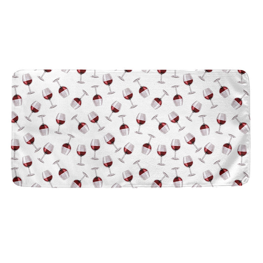 Glasses Of Wine Pattern Print Towel