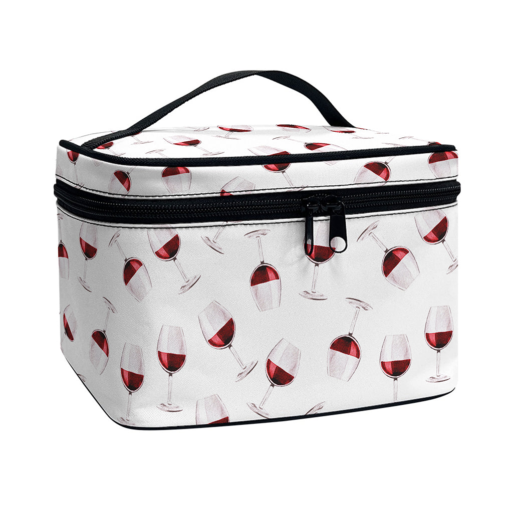 Glasses Of Wine Pattern Print Travel Makeup Bag