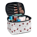 Glasses Of Wine Pattern Print Travel Makeup Bag