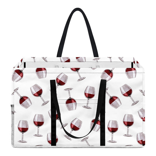 Glasses Of Wine Pattern Print Utility Tote Bag